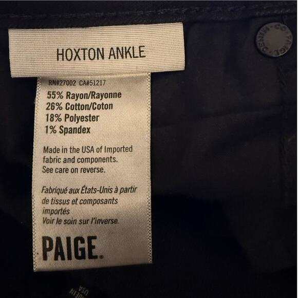 PAIGE Hoxton Ankle Women's Black Fog Luxe Coating Mid-Rise Skinny Jeans Size 26 - Picture 10 of 13
